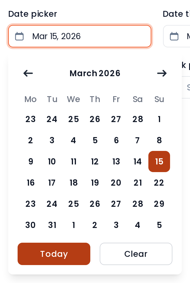 Date picker calendar
